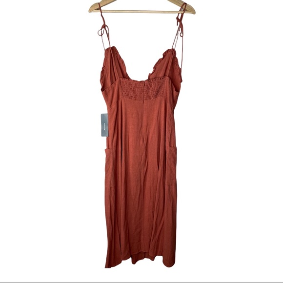 Lulu’s Lisbeth Rust Orange Button Front Dress, M - Picture 4 of 14